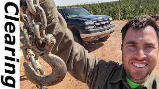 Clearing Trees With A Tow Chain and Truck