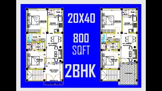 20x40 Feet House Plan || 20*40 800sqft Ghar Ka Naksha 2bhk