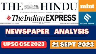 UPSC CSE CURRENT AFFAIRS | 21 Sept 2023 - The Hindu + Financial Express + The Mint  #upsc #news