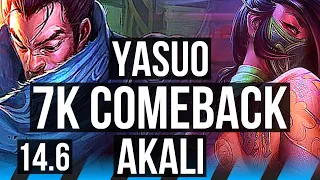 YASUO vs AKALI (MID) | Comeback, 1100+ games | EUW Challenger | 14.6