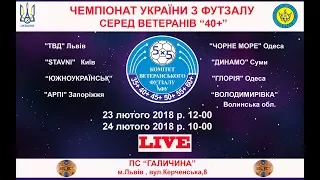 Чемпіонат України з футзалу.Ветерани 40+:Володимирівка" Волин.обл.-"Чорне море" Одеса 15-30 LIVE