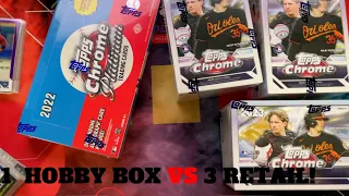 $100 Battle! 2023 Topps Chrome Blasters vs Topps Chrome Anniversary Baseball Hobby box