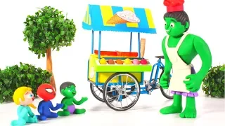 HULK ICE CREAM PARLOR  ❤ Spiderman, Hulk & Frozen Play Doh Cartoons For Kids