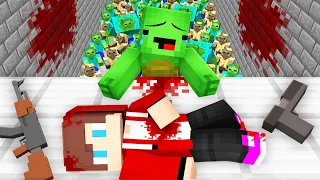 JJ And Mikey ESCAPE from SCARY ZOMBIE ARMY Apocalypse in Minecraft Maizen