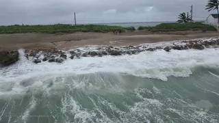 8-2-2020 Jensen Beach, Fl Tropical Storm Isiais high winds, waves, line workers, drone and ground