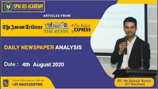 The Assam Tribune Analysis - 4th August 2020 - SPM IAS Academy(Guwahati & Pune)