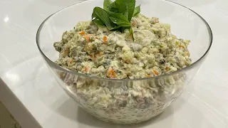 Столичный салат с языком.  Paytaxt salatı