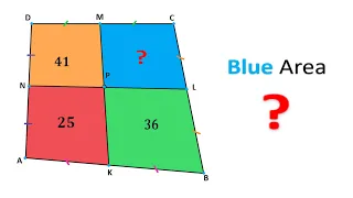 How to find Blue Area ? Hard Geometry Problem.