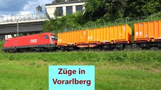 Bahnverkehr zw. Feldkirch & Rankweil: Güterzug, ICE119, Cityjet RH4748, Taurus mit Dosto, Railjet