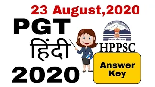 HPPSC ##PGT HINDI 2020 ANSWER KEY ##23 August,2020