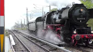 BR 52 8177-9 des Dampflokfreunde Berlin e.V. mit Volldampf am S-Bhf Schöneweide