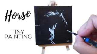 Simple Horse Painting / Mini Canvas Acrylic  (Time Lapse Painting)