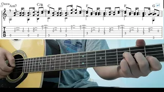 Happier (Marshmello ft. Bastille) - Easy Fingerstyle Guitar Playthough Lesson With Tabs