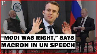 WATCH: French President Macron Quotes PM Modi's "Not The Time For War" Message at UN