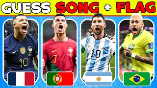 Guess the SONG + FLAG of Football Player  🎌⚽ Messi, Mbappe, Ronaldo, Neymar
