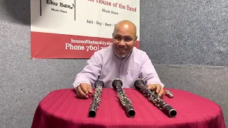 Comparación de Clarinetes (Estudiante, Intermedio y Profesional)