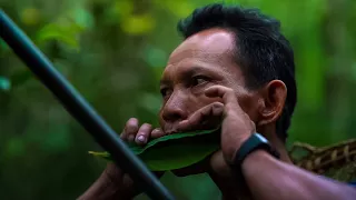 A Hunter From The Penan Tribe In Borneo Jungle