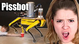 Michael Reeves Teaching a Robot Dog to Pee Beer Reaction