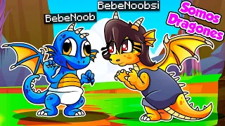 BEBE NOOB Y BEBE NOOBSI SE CONVIERTEN EN  DRAGONES 😱🐉 BEBES DRAGONES JUEGAN EN MINECRAFT!