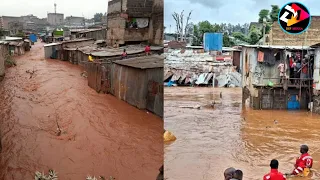 SAD MOMENT AS A FAMILY IS CAPTURED STRANDED IN KAHAWA WENDANI OVER THE ONGOING FLOODS