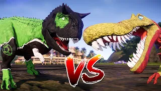 GREEN LANTERN vs BATMAN vs IRON MAN SUPERHERO DINOSAURS BATTLE  - Jurassic World Evolution