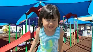 Evie Pretend Play at Outdoor Playground! Kids Fun TV (Family Fun Play Area)
