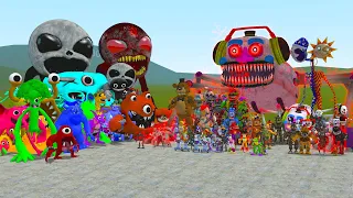 ALL GARTEN OF BANBAN 1-4 FAMILY VS ALL FNAF 1-9 SECURITY BREACH ANIMATRONICS In Garry's Mod!