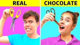 Desafío de comida real vs chocolate !