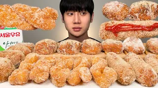 설탕가득 쫀득한 찹쌀꽈배기 & 찹쌀도너츠 디저트 먹방~ 핫도그, 고로케, 치즈볼 리얼사운드 ASMR Sweet Rice Twisted Donut DESSERT MUKBANG