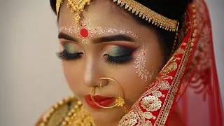 real bridal makeup |bengali bride | HD bridal makeover |green cut cries eyes makeup|