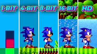 Sonic The Hedgehog 1-BIT vs 4-BIT vs 8-BIT vs 16-BIT vs HD