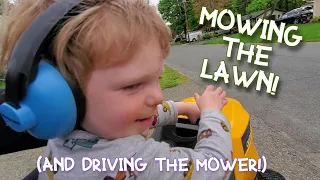 Mowing the lawn on our riding mower! Kids and lawnmowers! Cub Cadet riding mower. Lawnmower Boy #5