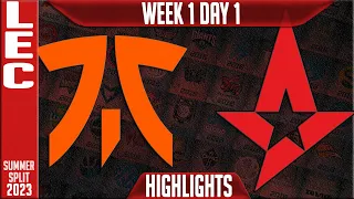 FNC vs AST Highlights | LEC Summer 2023 W1D1 | Fnatic vs Astralis