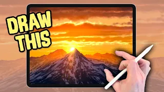 IPAD PAINTING MADE EASY - Mountain Sunset landscape Procreate tutorial