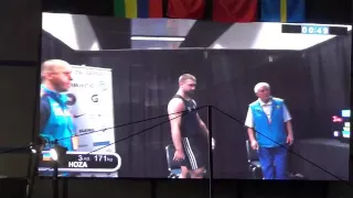 Volodymyr Hoza (Ukraine) 171 kg Snatch 2015 World Championships