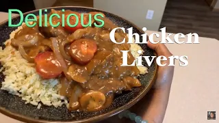 Delicious chicken livers smothered in Gravy