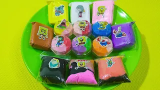 Spongebob Squarepants - Looking Rainbow Clay With Diamonds Clay Mix!! - Satisfying GARY Slime