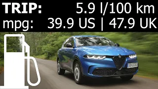 Alfa Romeo Tonale 130 Hybrid: trip with fuel consumption (economy) including city, highway, suburban