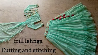 Designer Lehenga cutting and stitching | frill lehenga cutting and stitching | DIY lehenga design