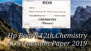 HP Board 12th SOS Chemistry Question Paper September 2019|HP Board 12th SOS Chemistry Question Paper