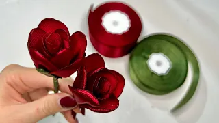 DIY Rose: How to Make Satin Ribbon Flowers Rose Easy Tutorial