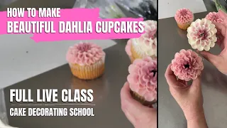 How to make beautiful Dahlia Cupcakes [ Cake Decorating For Beginners ]