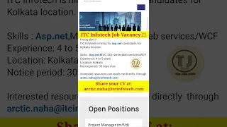 ITC infotech jobs in kolkata | Asp.net jobs in kolkata | Job vacancy 2024