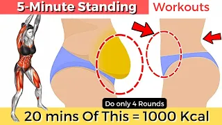 5 Minute Slim Waist Standing Workout ✔ Lose 2 Inches in 1 Week