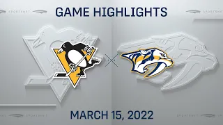 NHL Highlights | Penguins vs. Predators - Mar. 15, 2022