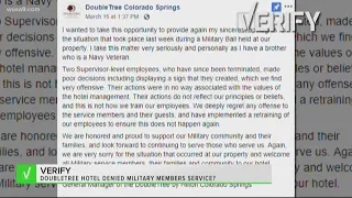 VERIFY: Yes, a DoubleTree Hotel displayed sign denying service to military members