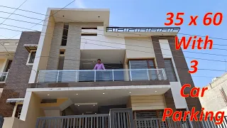 35x60 House Design | House Design with 3 car parking | 2100 Sq ft House Design with 3 car Parking