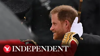 Prince Harry arrives at Westminster Abbey for King Charles's coronation