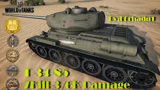 WotBlitz || T-34-85 GamePlay || Aced || 7Kill-3/6K Damage