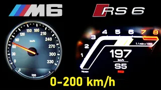 560 hp 2014 BMW M6 vs 600 hp 2020 AUDI RS6 Acceleration 0-100km/h & 0-200 km/h